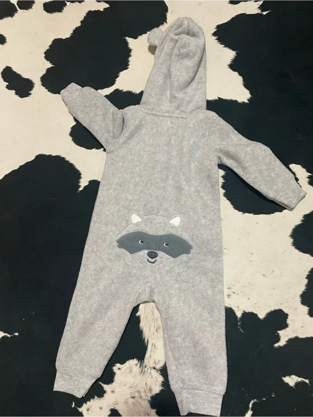 2/$12 Grey “Little Bandit” Fleece Jumpsuit